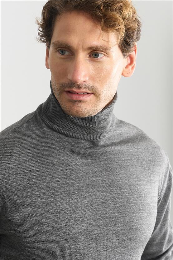 Çetinkaya Mentality 3177 Balıkçı Yaka Basic Triko Antrasitmelanj