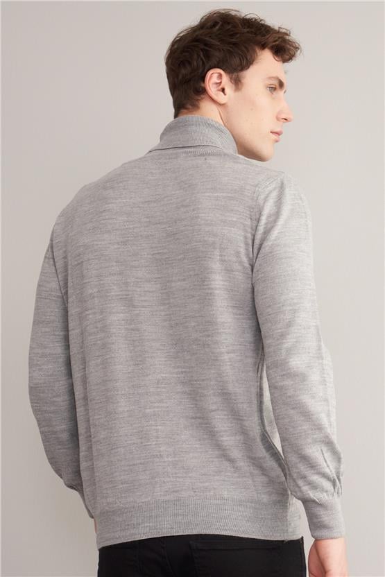 Çetinkaya Mentality 3177 Balıkçı Yaka Basic Triko Orta Gri