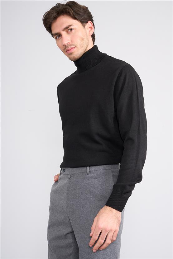 Çetinkaya Mentality 3177 Balıkçı Yaka Siyah Triko