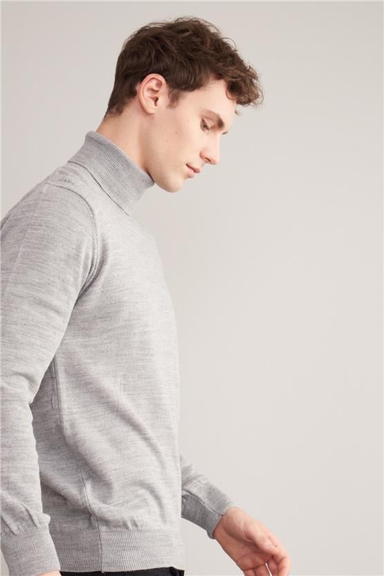 Çetinkaya Mentality 3177 Balıkçı Yaka Basic Triko Orta Gri