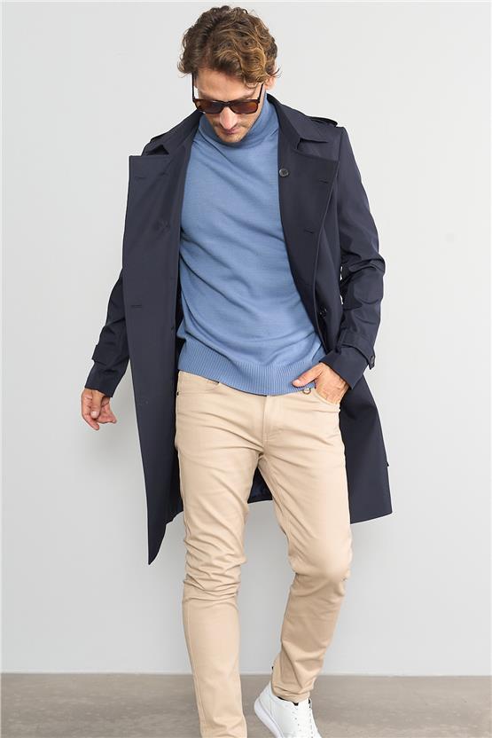 Çetinkaya Mentality 3177 Balıkçı Yaka Indigo Triko