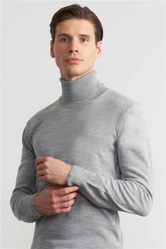 Çetinkaya Mentality 3177 Balıkçı Yaka Triko Basic Gri