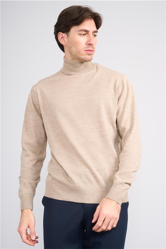 Çetinkaya Mentality 3177 Balıkçı Yaka Basic Triko Vizonmelanj