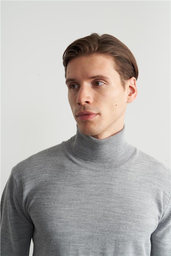 Çetinkaya Mentality 3177 Balıkçı Yaka Triko Basic Gri