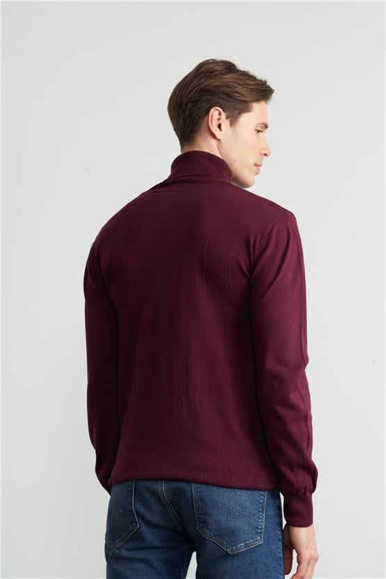 Çetinkaya Mentality 3177 Balıkçı Yaka Basic Triko Mürdüm