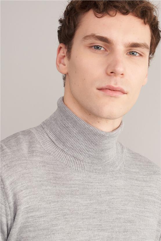 Çetinkaya Mentality 3177 Balıkçı Yaka Basic Triko Orta Gri