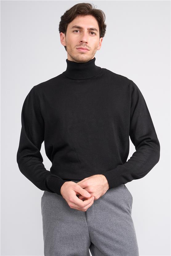 Çetinkaya Mentality 3177 Balıkçı Yaka Siyah Triko