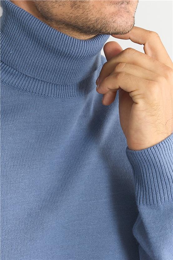 Çetinkaya Mentality 3177 Balıkçı Yaka Indigo Triko