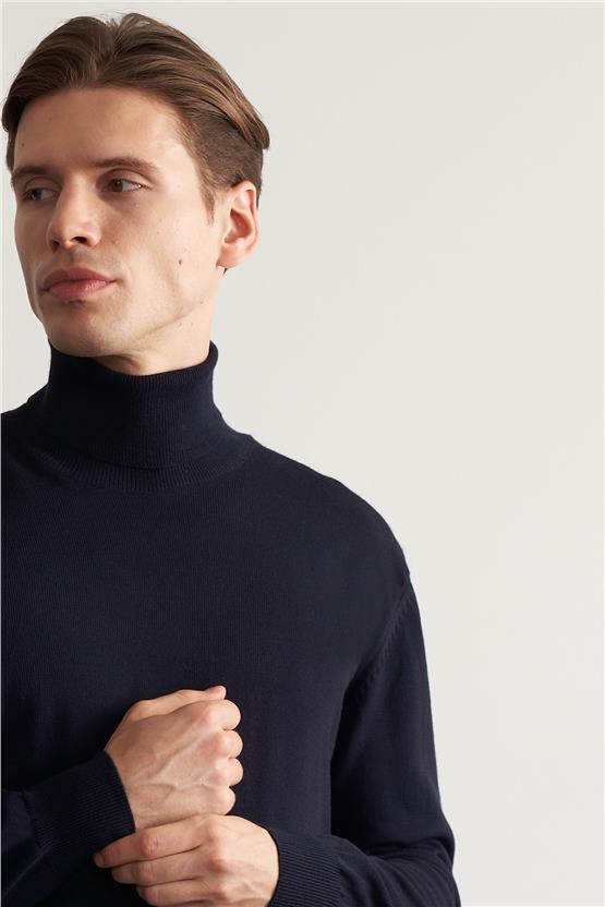 Çetinkaya Mentality 3177 Erkek Balıkçı Yaka Lacivert Triko