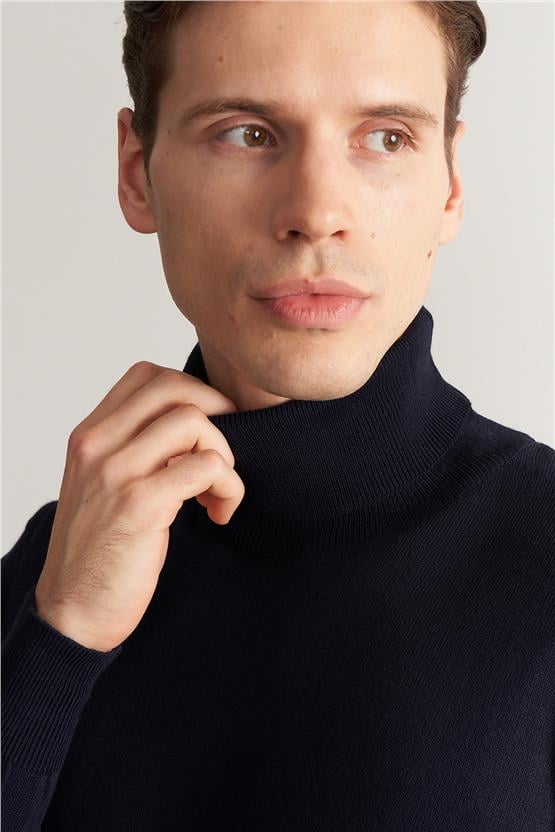 Çetinkaya Mentality 3177 Erkek Balıkçı Yaka Lacivert Triko