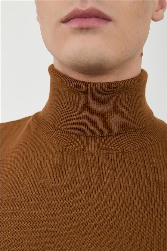 Çetinkaya Mentality 3177 Tam Balıkçı Yaka Kahve Triko