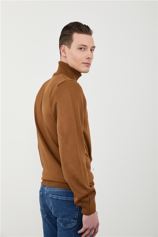 Çetinkaya Mentality 3177 Tam Balıkçı Yaka Kahve Triko