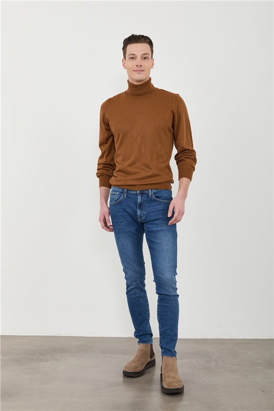 Çetinkaya Mentality 3177 Tam Balıkçı Yaka Kahve Triko