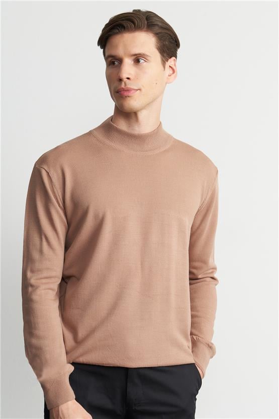 Çetinkaya Mentality 3178 Camel basıc Triko