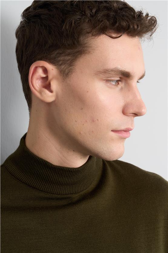 Çetinkaya Mentality 3178 Erkek Yarım Balıkçı Triko Koyu Haki