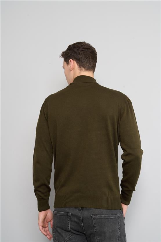 Çetinkaya Mentality 3178 Erkek Yarım Balıkçı Triko Koyu Haki