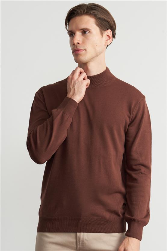 Çetinkaya Mentality 3178 Erkek Kahve Balıkçı Yaka Triko