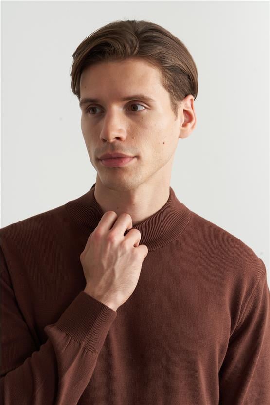 Çetinkaya Mentality 3178 Erkek Kahve Balıkçı Yaka Triko