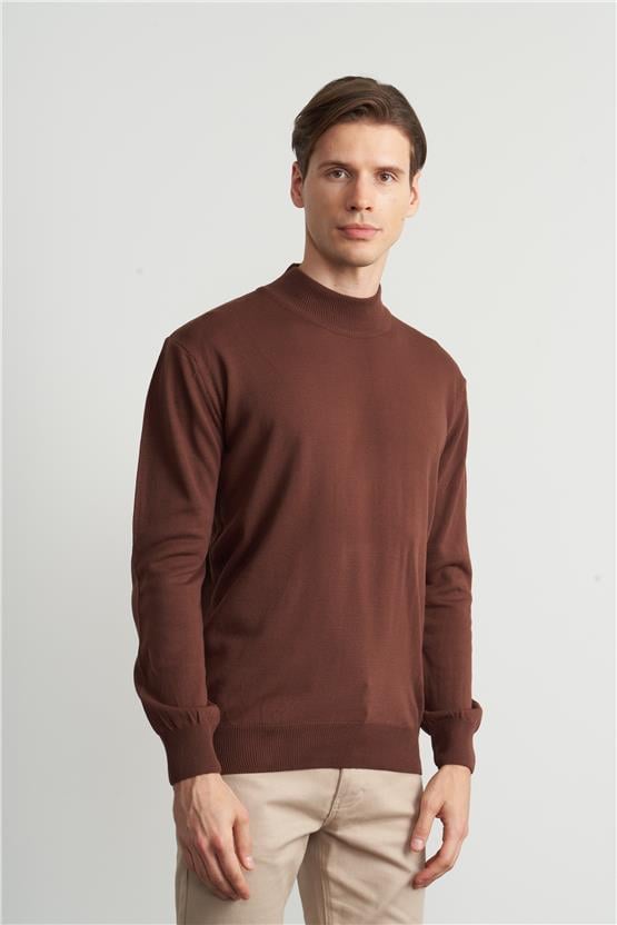 Çetinkaya Mentality 3178 Erkek Kahve Balıkçı Yaka Triko