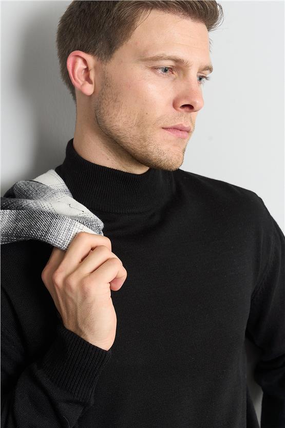 Çetinkaya Mentality 3178 Erkek Siyah Balıkçı Yaka Triko