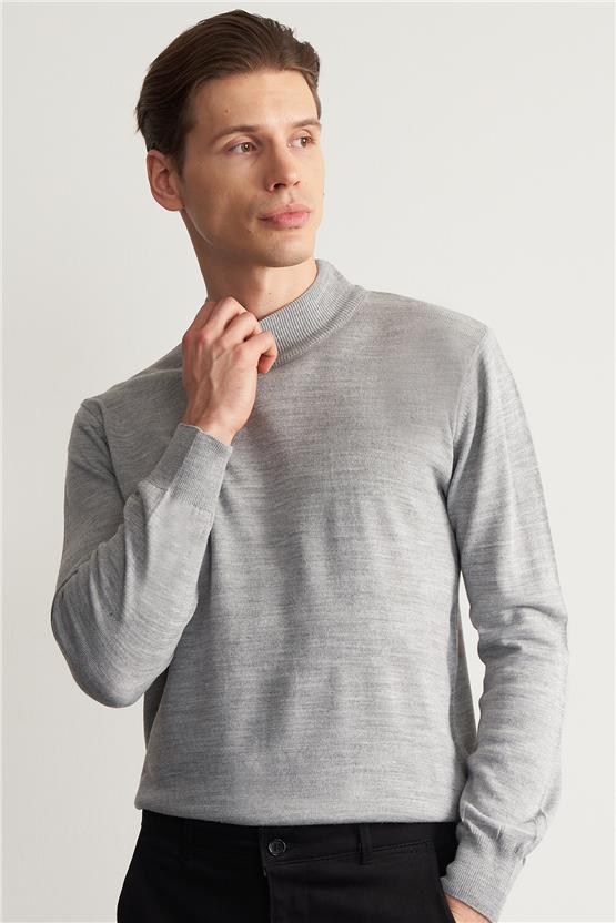 Çetinkaya Mentality 3178 Slim Fit Erkek Orta Gri Triko