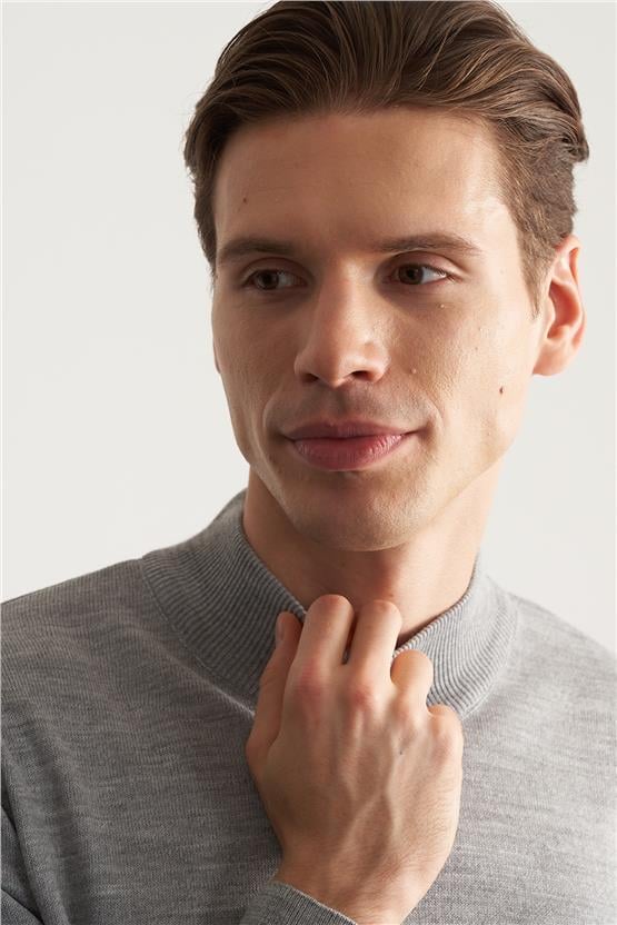 Çetinkaya Mentality 3178 Slim Fit Erkek Orta Gri Triko