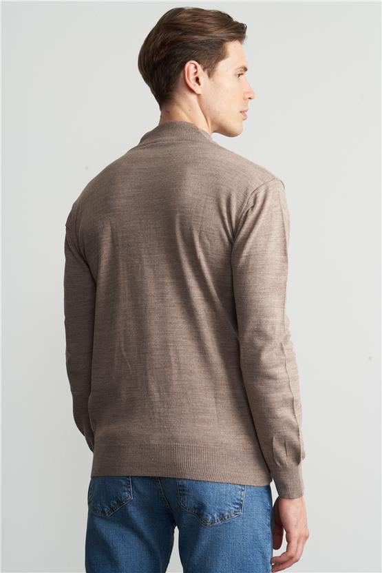 Çetinkaya Mentality 3178 Yarım Balıkçı Yaka Triko Basic Vizon