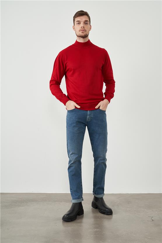 Çetinkaya Mentality 3178 Yarım Balıkçı Yaka Erkek Kırmızı Triko