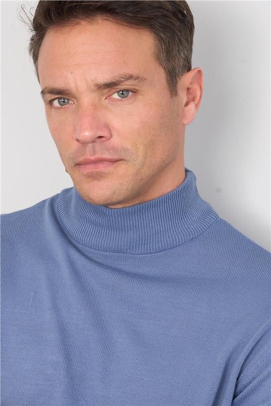 Çetinkaya Mentality 3178 Yarım Balıkçı Yaka İndigo Triko