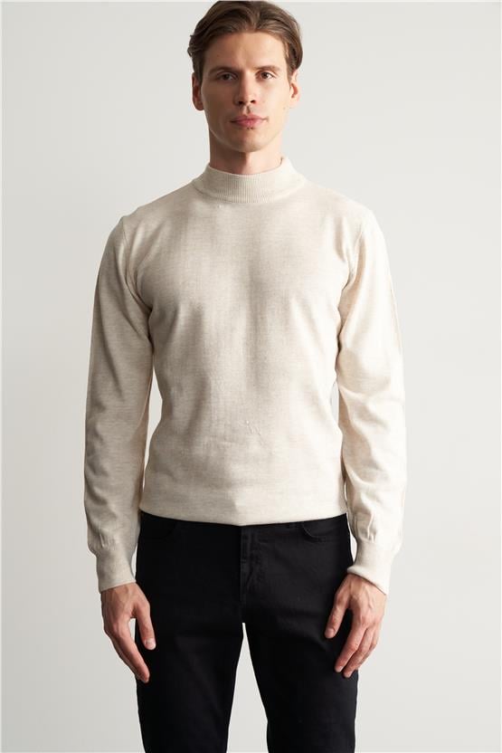 Çetinkaya Mentality 3178 Yarım Balıkçı Yaka Triko Basic Bej