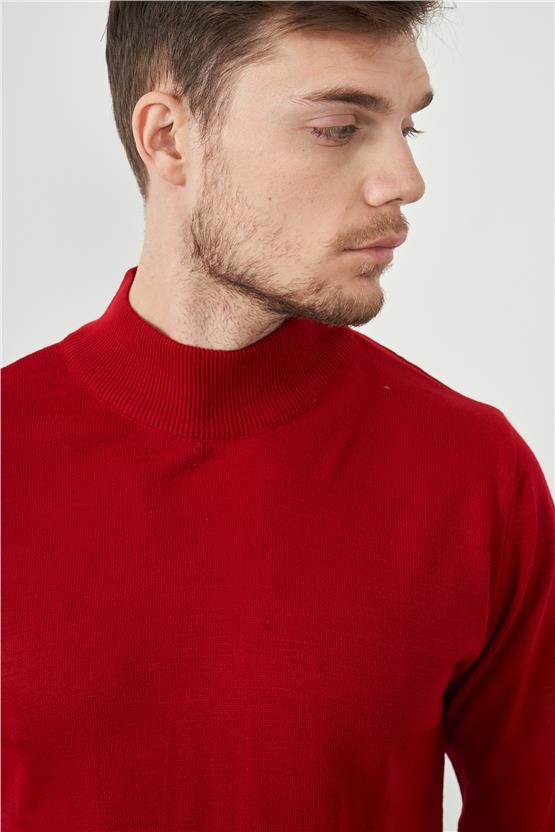 Çetinkaya Mentality 3178 Yarım Balıkçı Yaka Erkek Kırmızı Triko
