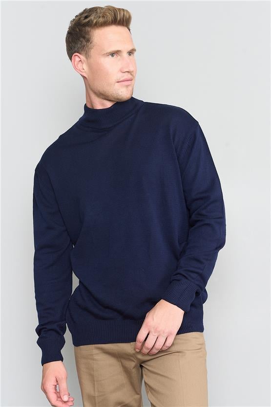 Çetinkaya Mentality 3178 Yarım Balıkçı Yaka Lacivert Triko