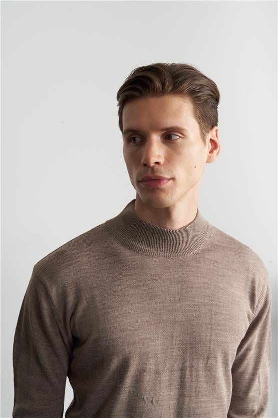 Çetinkaya Mentality 3178 Yarım Balıkçı Yaka Triko Basic Vizon