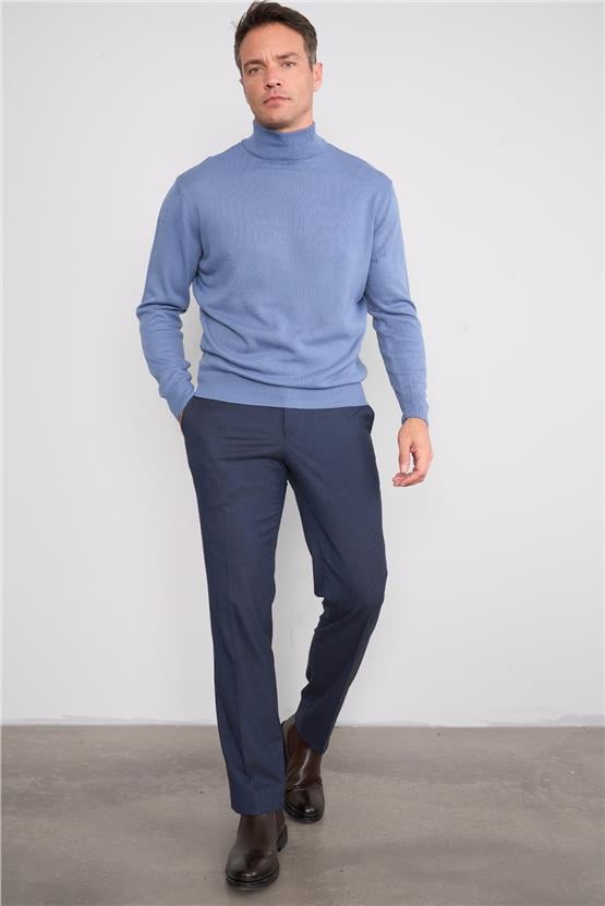 Çetinkaya Mentality 3178 Yarım Balıkçı Yaka İndigo Triko