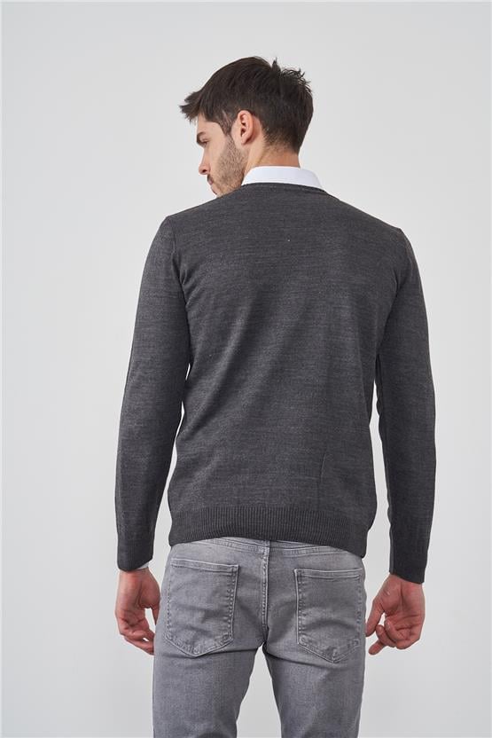 Çetinkaya Mentality 3201 V Yaka Antrasit Triko