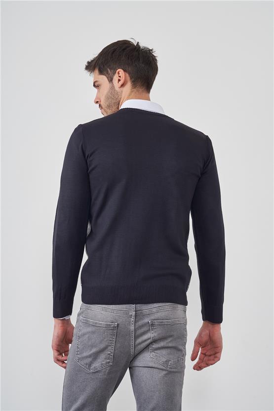 Çetinkaya Mentality 3201 V Yaka Lacivert Triko