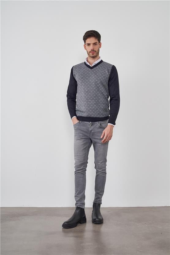 Çetinkaya Mentality 3201 V Yaka Lacivert Triko