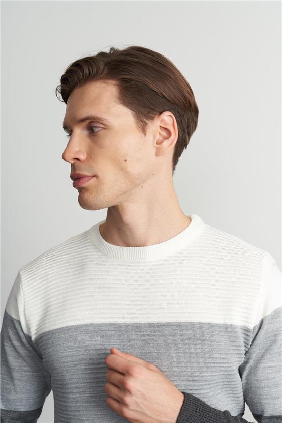 Çetinkaya Mentality 3228 Bisiklet Yaka Regular Triko Antrasitmelanj