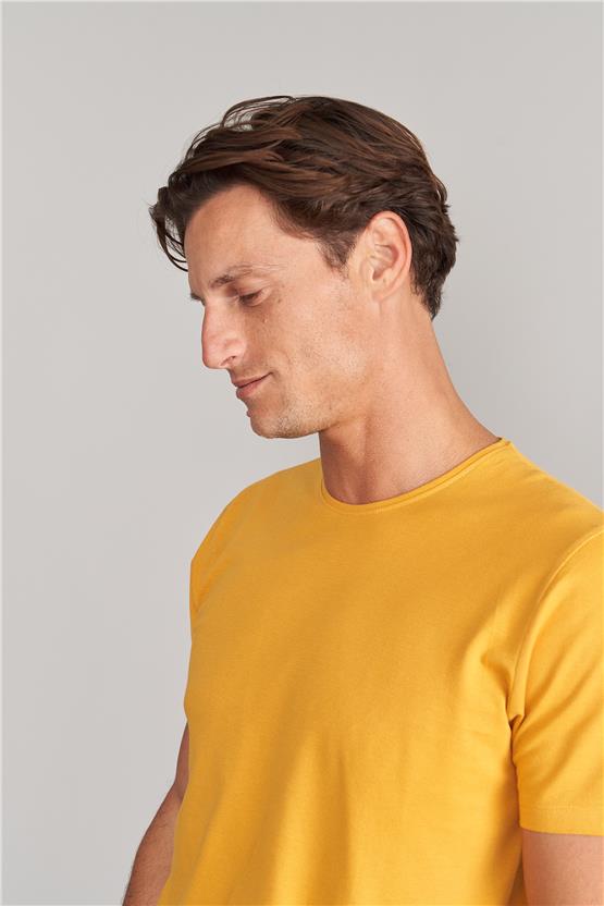 Çetinkaya Mentality 3249 Erkek Bisiklet Yaka Regular T-Shirt Hardal