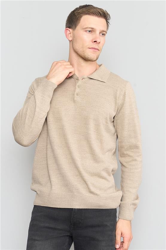 Çetinkaya Mentality 3339 Erkek Polo Yaka Kazak Açık Camel