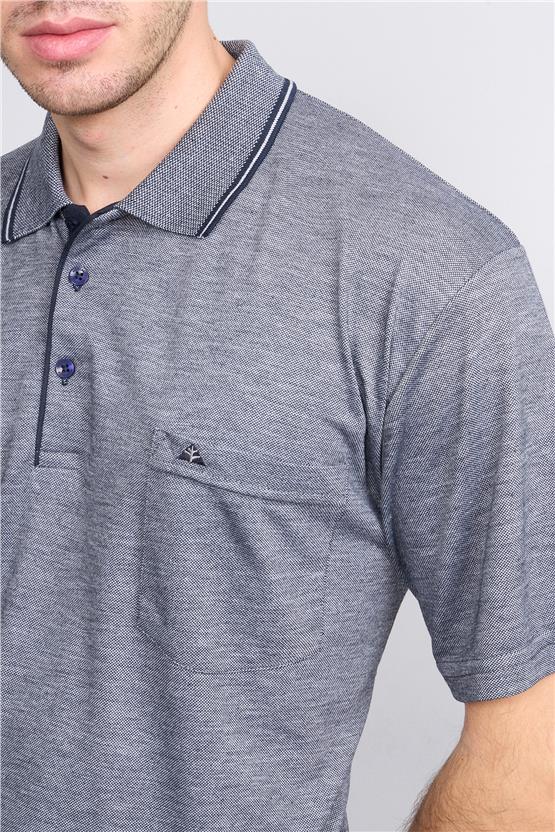 Çetinkaya Mentality 3372 Erkek Cepli Polo Yaka Regular Lacivert-Grimelanj T-Shirt