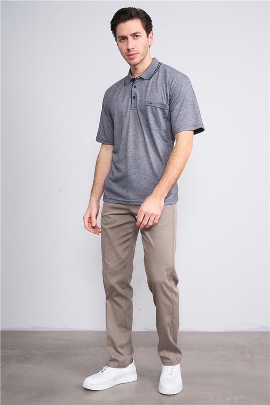 Çetinkaya Mentality 3372 Erkek Cepli Polo Yaka Regular Lacivert-Grimelanj T-Shirt