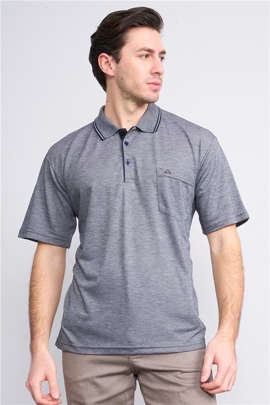Çetinkaya Mentality 3372 Erkek Cepli Polo Yaka Regular Lacivert-Grimelanj T-Shirt