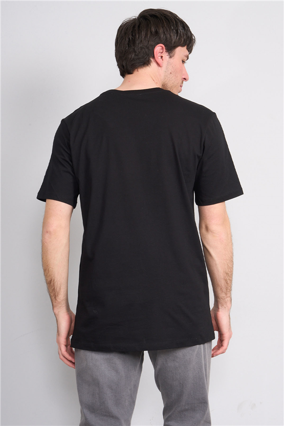 Çetinkaya Mentality 3400 Bisiklet Yaka Regular Baskılı T-shirt Siyah