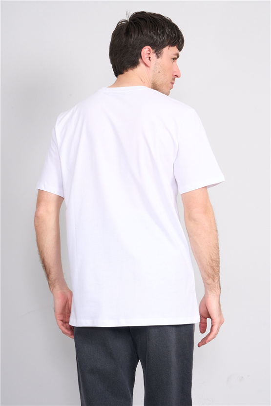 Çetinkaya Mentality 3400 Bisiklet Yaka Regular Baskılı T-shirt Beyaz