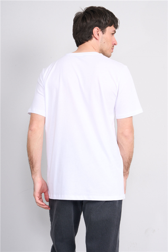 Çetinkaya Mentality 3401 Bisiklet Yaka Regular Baskılı T-shirt Beyaz