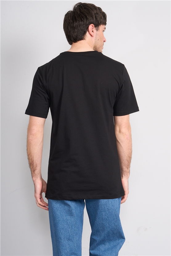 Çetinkaya Mentality 3401 Bisiklet Yaka Regular Baskılı T-shirt Siyah