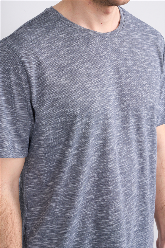 Çetinkaya Mentality 3446 Bisiklet Yaka Flamlı Sıngle Jersey Regular T-shirt Lacivert