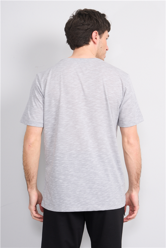 Çetinkaya Mentality 3446 Bisiklet Yaka Flamlı Sıngle Jersey Regular T-shirt Gri