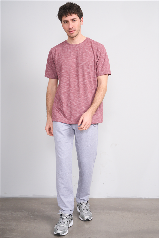 Çetinkaya Mentality 3446 Bisiklet Yaka Flamlı Sıngle Jersey Regular T-shirt Bordo